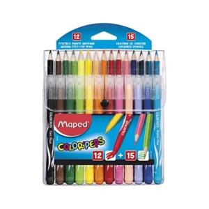 Combo Feutres Jungle 12 Pièces avec Crayon de Couleur 15 Pièces