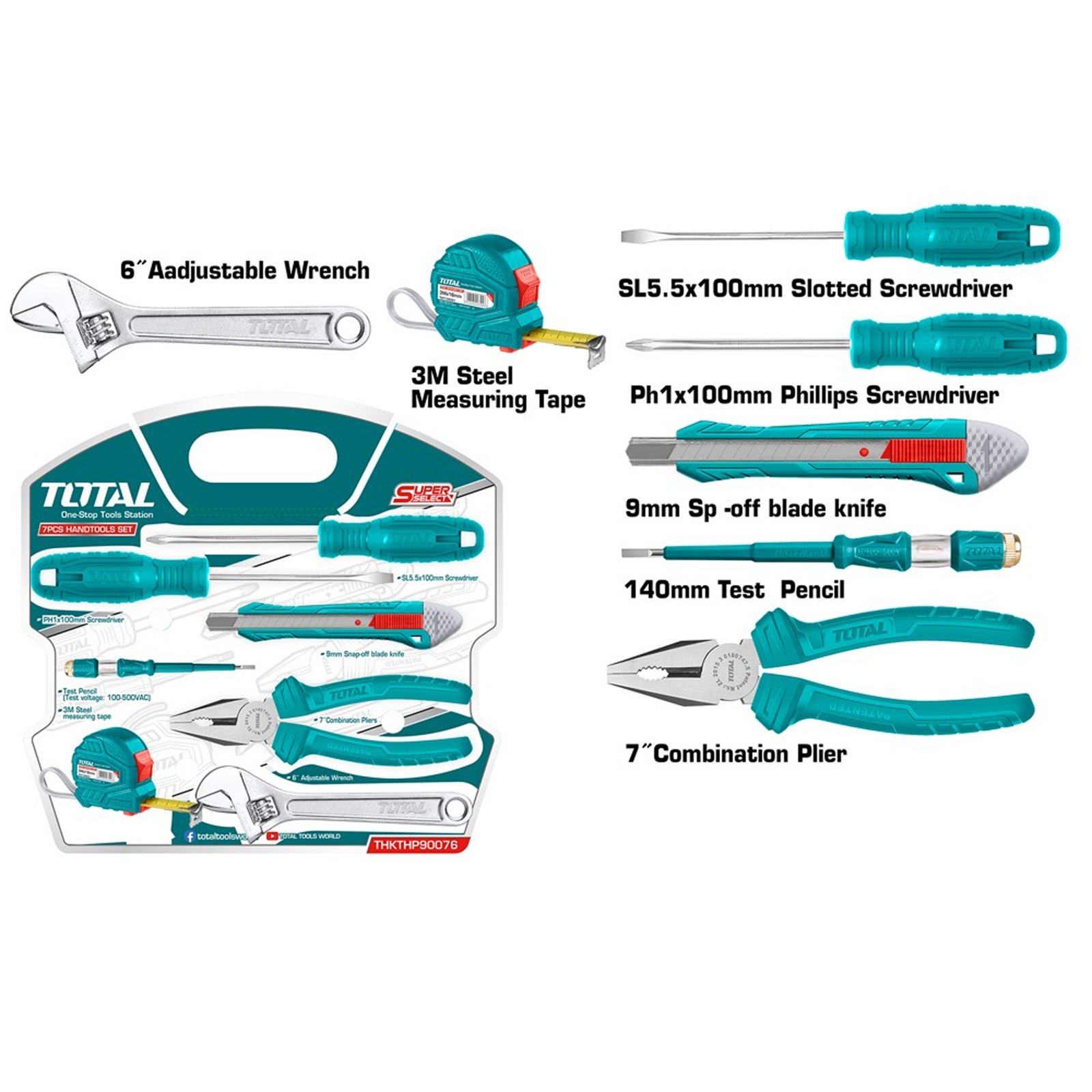 Jeu de 7 outils à main THKTHP90076