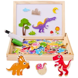 Cahier d’Écriture Magnétique avec Puzzle de Dinosaures